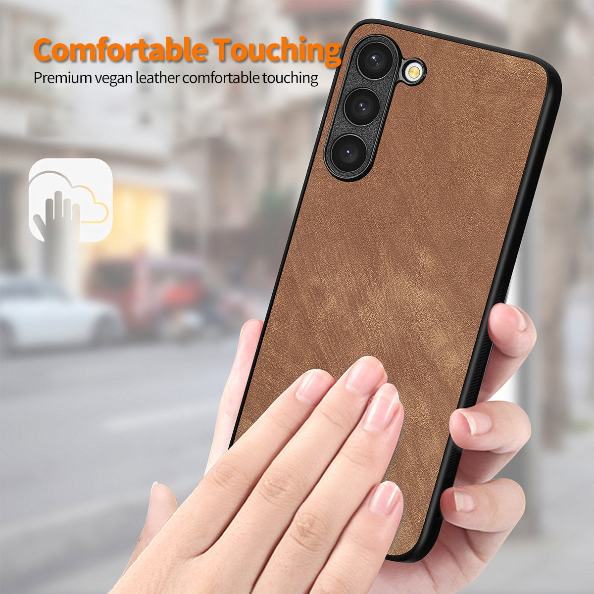 ENKAY HAT PRINCE For Samsung Galaxy S23 Retro Leather Coated PC Phone Case with 0.18mm High Aluminium-silicon Glass Film ENKAY HAT PRINCE For Samsung Galaxy S23 Retro Leather Coated PC Phone Case with 0.18mm High Aluminium-silicon Glass Film